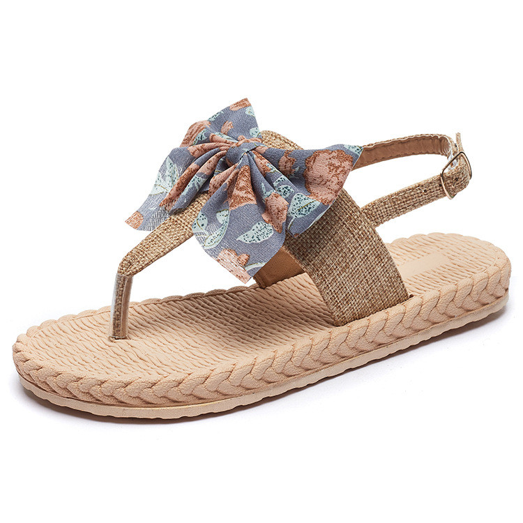 Női nyári leopárdmintás papucsok virágos puha talpú szandálok szabadtéri strand Bohemia cipők római papucsok női masni cipők