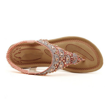 CEYANEAO 2023 Летни нови дамски сандали с каишка за глезена Розови бели парти обувки Плажни сандали Bohemia Дамски ежедневни обувки FlatsE1982