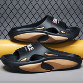 Comwarm új divat férfi papucsok 2023 nyár szabadtéri strandpapucs puha kopásálló, divatos EVA csúszdák otthoni kényelem papucsok