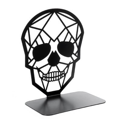 1 τεμ. Μεταλλικό επιτραπέζιο Organizer Desktop Office Home Βιβλιοθήκη Βιβλιοθήκη Μαύρο κρανίο Κεφαλή Σκελετός Ακμή βιβλίου Διακοσμητικό ράφι αποθήκευσης