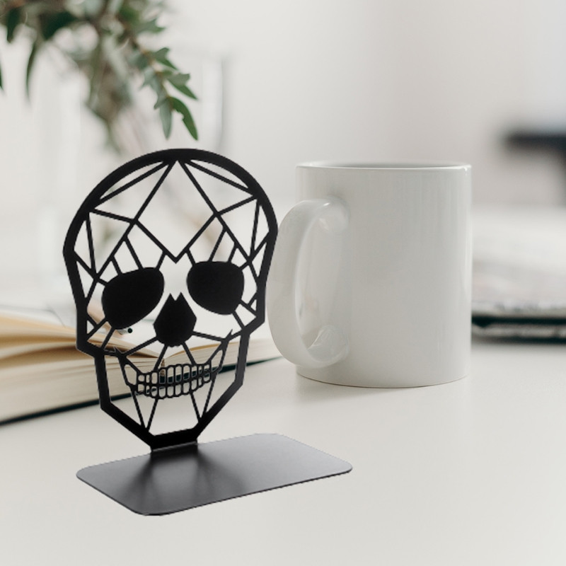 1 db fém íróasztal rendszerező asztali iroda Otthon Könyvtartók Könyvtartó Fekete koponyafej csontváz Könyvvégek Tároló dekoratív állvány