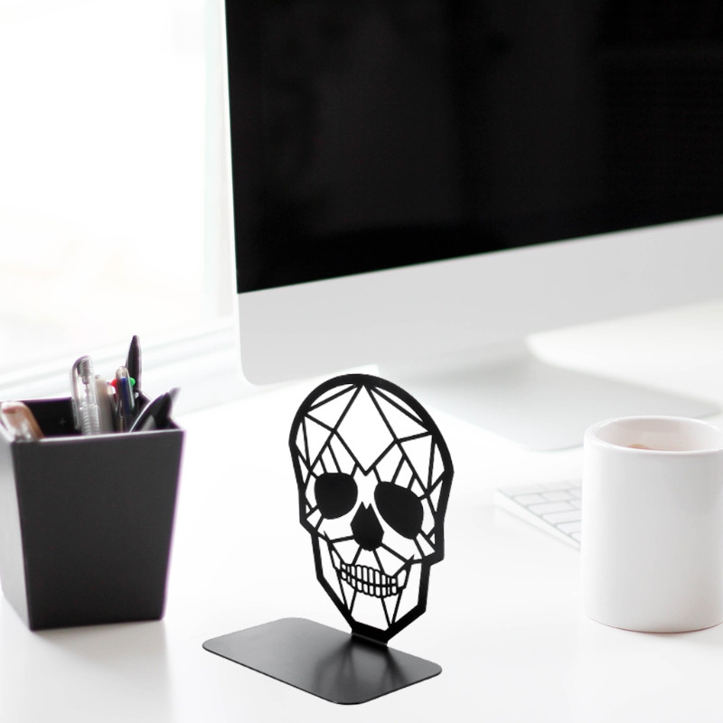 1 db fém íróasztal rendszerező asztali iroda Otthon Könyvtartók Könyvtartó Fekete koponyafej csontváz Könyvvégek Tároló dekoratív állvány