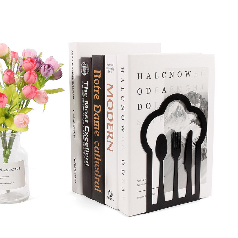 Könyvespolctartó Nehéz könyvek Otthon Dekoratív konyhai szakácskönyv könyvvégek Fém könyvvégek Kanál könyvtartók polcokhoz