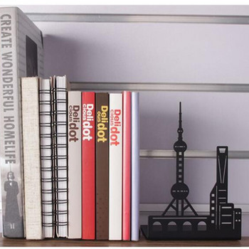 24 BB 1 σετ Εξαιρετικό μεταλλικό βιβλιοθήκη με κούφια κουφώματα Creative Landmarks Design Stand βιβλίων Δημιουργικό δώρο Διακοσμητικά μεταλλικά βιβλιοθήκες