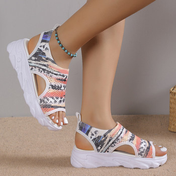 Голям размер 35-42 Дамски сандали 2023 Ежедневни токчета на платформа Дамски обувки Сандалии с дебела подметка Плажни обувки Дамски равни сандали