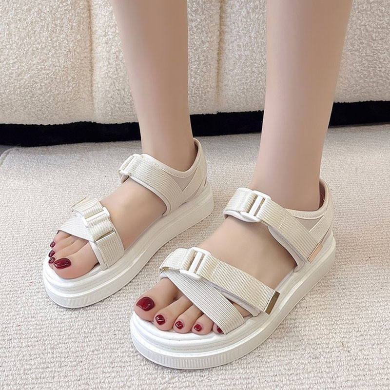 Nyári cipő női lapos platform szandál Női puha bőr alkalmi nyitott orrú Gladiátor ékek Női cipők