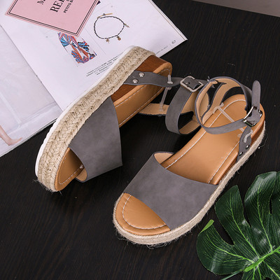 Wedges Shoes of Women Summer 2022 Leopard Open Toe Flat Roman Sindals Leopard Straw Platform Size 43 Zapatillas Mujer