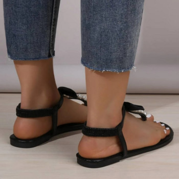 Γυναικεία ψεύτικα μαργαριτάρια ντεκόρ με στρινγκ σανδάλια PU Δερμάτινα Μόδα Υπαίθρια Flats Καλοκαιρινή αναψυχή Sexy Slides γραφείο-Γυναικεία casual παπούτσια