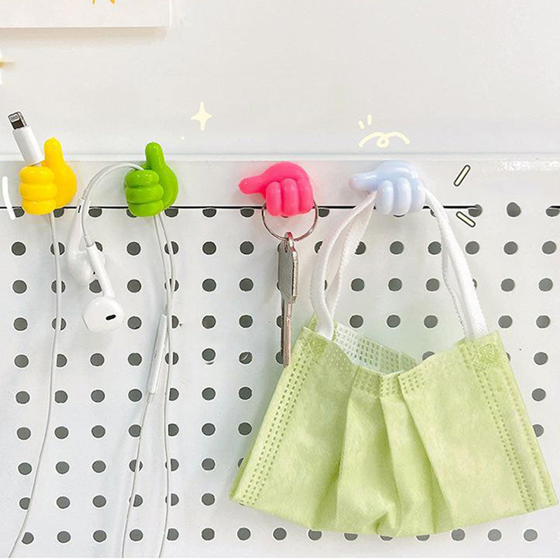 Öntapadó fali dekorációs kampó Kreatív szilikon hüvelykujj kulcstartó kampó Otthoni/irodai adatkábelcsipesz vezetékes asztali rendszerező