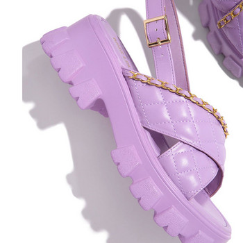 Дамски обувки с масивна платформа 2022 Нови пролетни есенни сандали с отворени пръсти Ежедневни плажни пързалки Дизайнерски чехли Джапанки с верига
