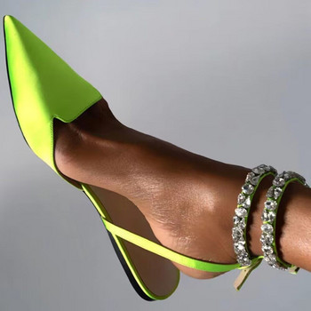 Луксозни дамски сандали 2023 г., летни едноцветни сандали с остър пръст, плоски сандали, секси парти, сватбена мода, дамски обувки, сандалии De Mujer