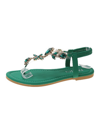 2022 г. Нови летни сандали с равни обувки Дамски чехли с кристална щипка на пръстите Тенденция Луксозна марка Дамски обувки Плажни каузални пързалки Mujer Zapatos