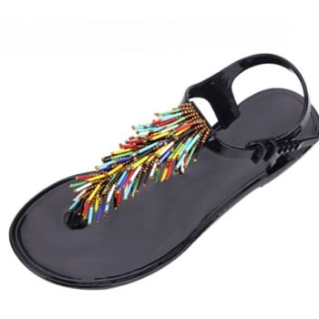 Дамски обувки Джапанки Сандали за жени Черни пластмасови обувки с ниски токчета Лято 2023 Crystal Pvc Луксозна разпродажба на едро H