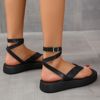 2023 Летни нови сандали с дебела подметка Дамски спортни сандали на платформа с дебела подметка и кръстосана катарама на глезена Дамски плажни обувки