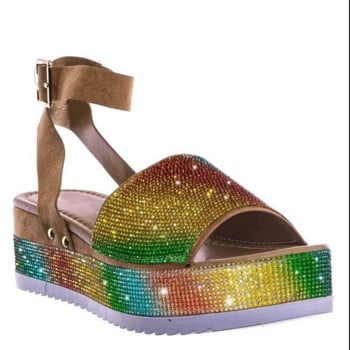 Нови модни сандали на танкетка с кристали Дамски обувки на платформа за лято 2022 г. Дамски сандали на платформа Zapatos Mujer за възрастни
