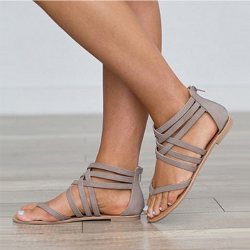 Дамски сандали Модни гладиаторски сандали за жени Летни обувки Дамски равни сандали Сандали в римски стил Обувки с кръстосани връзки Дамски 43