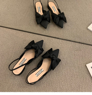 Γυναικεία σανδάλια Διακόσμηση φιόγκων Houndstooth πουά Καλοκαιρινή θέση Νεράιδα Γυναικεία παπούτσια Γαλλικά τετράγωνα ποδαράκια Γυναικεία σανδάλια