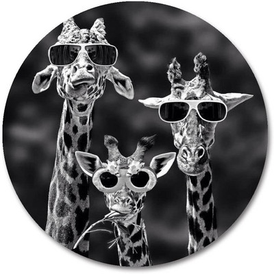 Giraffes Round Mouse Pad ,Funny Family Giraffes Mousepad Στρογγυλό αντιολισθητικό Rubber Mouse pad Gaming Mousepad
