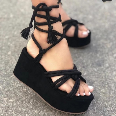 BCEBYL 2023 Summer Platform Wedge Strapper Σανδάλια Γυναικεία μόδα με στρογγυλά δάχτυλα ανοιχτά γυναικεία σανδάλια Σανδάλια πλατφόρμας
