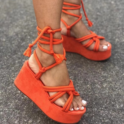 BCEBYL 2023 Summer Platform Wedge Strapper Σανδάλια Γυναικεία μόδα με στρογγυλά δάχτυλα ανοιχτά γυναικεία σανδάλια Σανδάλια πλατφόρμας