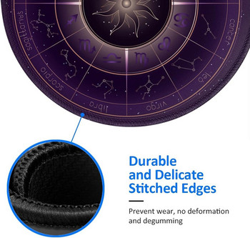 Зодиакални знаци Астрологично колело Мистериозна подложка за мишка със зашит ръб Водоустойчива неплъзгаща се гума за лаптоп Офис 7,9 x 7,9 инча