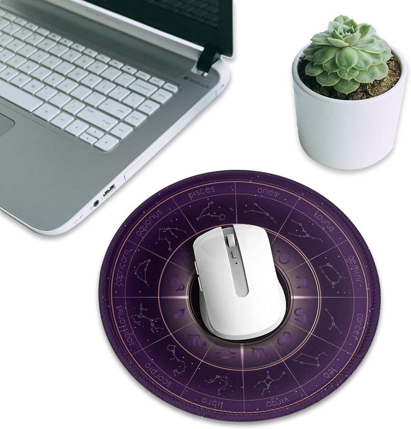 Csillagjegyek Asztrológiai kerék Rejtélyes egérszőnyeg varrott éllel, vízálló, csúszásmentes gumival, 7,9 x 7,9 hüvelykes laptop irodához