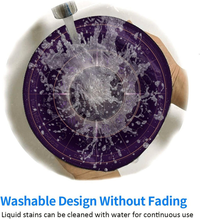 Csillagjegyek Asztrológiai kerék Rejtélyes egérszőnyeg varrott éllel, vízálló, csúszásmentes gumival, 7,9 x 7,9 hüvelykes laptop irodához