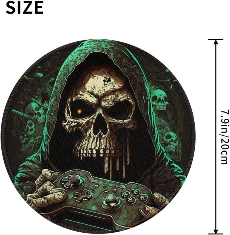 Skull Grim Reaper Play Games Cool kerek egérpad csúszásmentes gumi koponya játék egérpadok varrott éllel irodai munkához