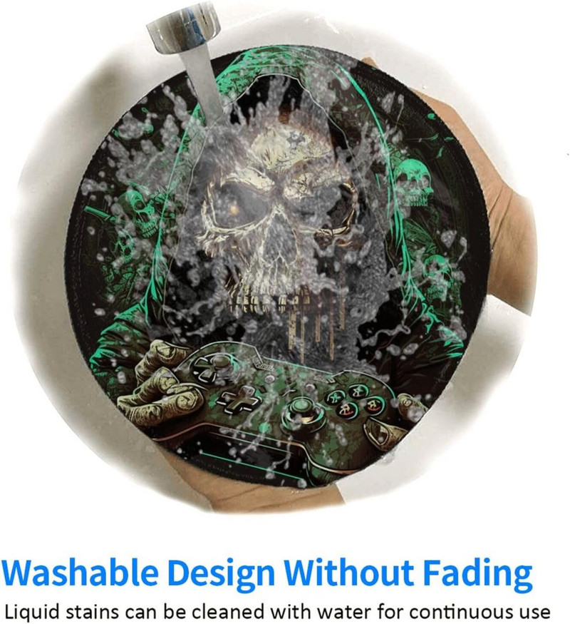 Skull Grim Reaper Play Games Cool kerek egérpad csúszásmentes gumi koponya játék egérpadok varrott éllel irodai munkához