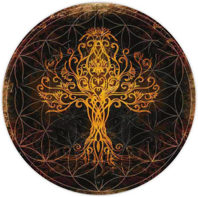 Golden Viking Norse Yggdrasil Mouse Pad rotund Tree of Life Gaming Mouse Pad cu margini cusute Anti-alunecare pentru birou, laptop