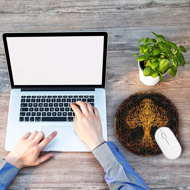 Golden Viking skandináv Yggdrasil kerek egérpad Az élet fája játékhoz varrt élekkel csúszásmentes laptop irodai munkához