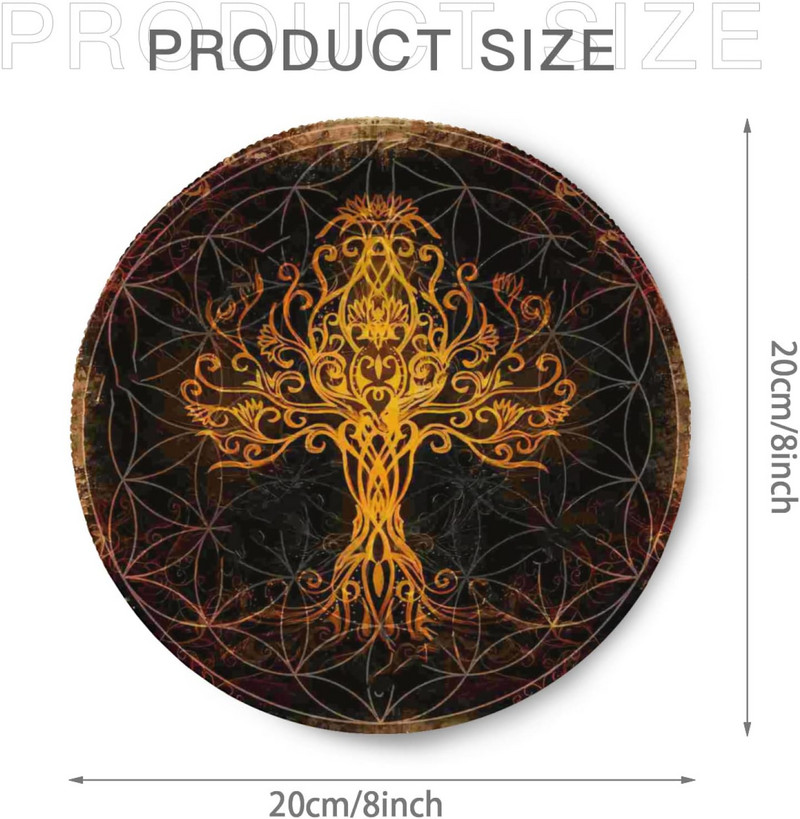 Golden Viking skandináv Yggdrasil kerek egérpad Az élet fája játékhoz varrt élekkel csúszásmentes laptop irodai munkához