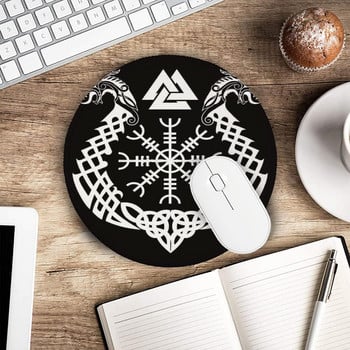 Viking Norse Mythology Rune Round Mouse Pad Viking Gaming Mouse Pad с неплъзгаща се гума за офис работа Лаптоп Компютър