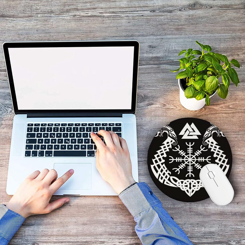 Viking norvég mitológia rúna kerek egérpad Viking játékra készült egérpad csúszásmentes gumival irodai munkához laptop számítógéphez