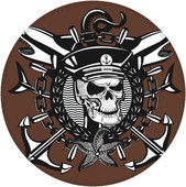 Καφέ ποντίκι Skull Captain Vintage στυλ με ραμμένο αδιάβροχο αντιολισθητικό καουτσούκ για φορητό υπολογιστή Office 7,9 x 7,9 ιντσών
