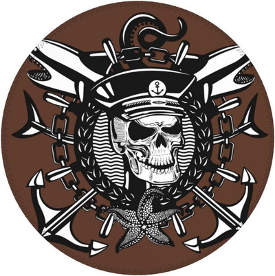 Καφέ ποντίκι Skull Captain Vintage στυλ με ραμμένο αδιάβροχο αντιολισθητικό καουτσούκ για φορητό υπολογιστή Office 7,9 x 7,9 ιντσών