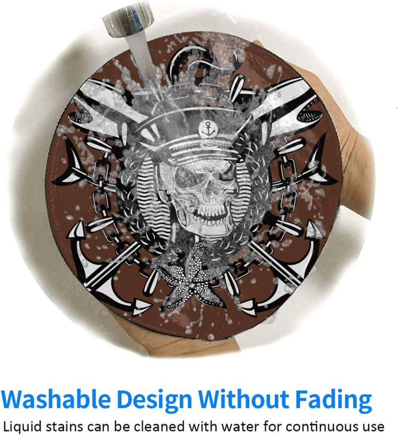 Skull Captain Vintage stílusú barna egér varrott éllel, vízálló, csúszásmentes gumival, laptop számítógéphez irodai 7,9 x 7,9 hüvelykes