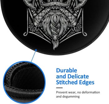 Cool Viking Skull Warriors Подложка за мишка Viking Gaming Mousepad Малки нехлъзгащи се кръгли подложки за мишка за офис работа Лаптоп Компютър