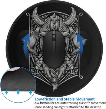 Cool Viking Skull Warriors Подложка за мишка Viking Gaming Mousepad Малки нехлъзгащи се кръгли подложки за мишка за офис работа Лаптоп Компютър