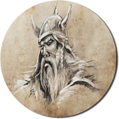 Viking Mouse Pad Sketch Style Warrior habeme ja mütsiga Mehelik portree tätoveering, ümmargune libisemisvastane kummist kaasaegne mänguhiirepad