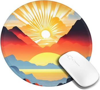 Φωτεινό Sunrise Στρογγυλό Mouse Pad Αντιολισθητικά Rubber Mountain Gaming Mousepads με ραμμένα άκρα που εφαρμόζουν γραφείο εργασίας Φορητός υπολογιστής Αρχική