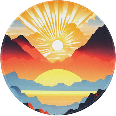 Φωτεινό Sunrise Στρογγυλό Mouse Pad Αντιολισθητικά Rubber Mountain Gaming Mousepads με ραμμένα άκρα που εφαρμόζουν γραφείο εργασίας Φορητός υπολογιστής Αρχική