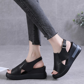 Нови летни дамски сандали Модни отворени пръсти Големи размери Елегантни сандали Дамски клиновидни катарама Дамски дамски ортопедични сандали обувки