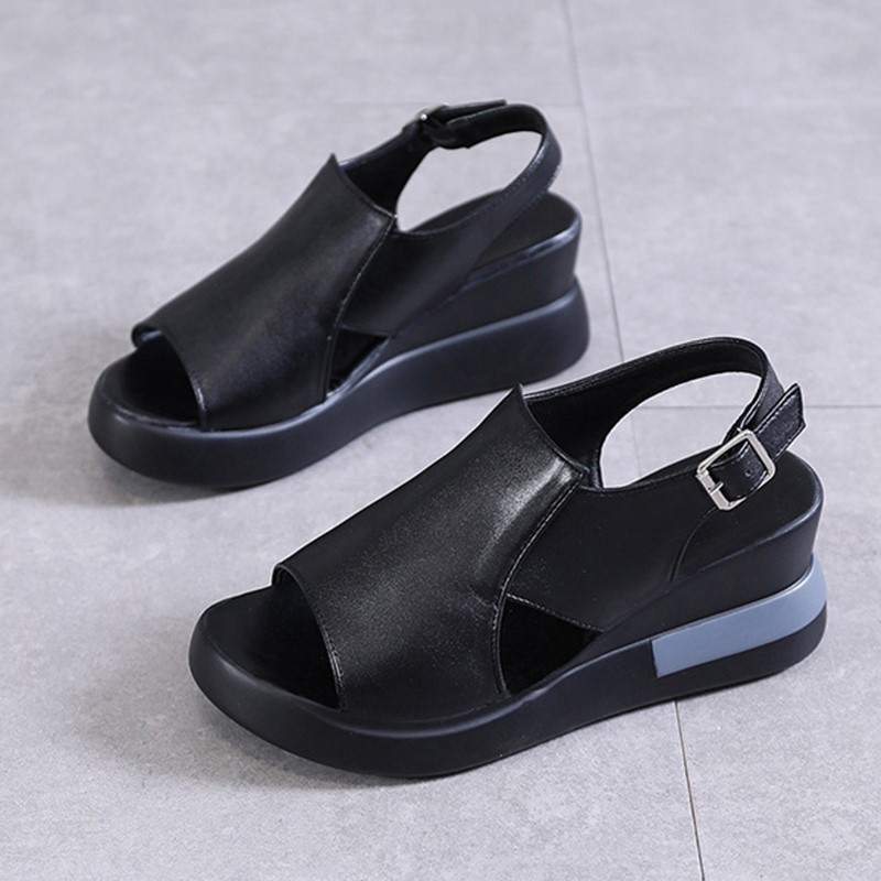 Új nyári női szandálok, divatos nyitott orrú, nagy méretű, elegáns női szandálok, ékcsatos női ortopéd szandálok