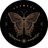 Retro Boho Mystical Butterfly Moth Skull Moon Eclipse Phase Στρογγυλό αντιολισθητικό ελαστικό mousepad 7,9″×7,9″ για φορητό υπολογιστή γραφείου