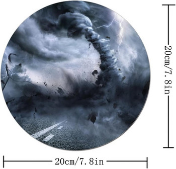Мощен Tornado Destroyed Everything Кръгла подложка за мишка Нехлъзгаща се гумена подложка за мишка Водоустойчива за офис работа Домашни игри Лаптоп