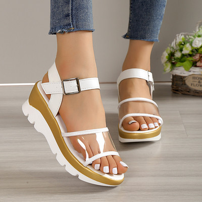 Σανδάλια Clear Pvc Wedges για Γυναικεία Σανδάλια Καλοκαιρινό Χοντρό Πάτο Αντιολισθητικά Σανδάλια Rome Sandalias Mujer Ελαφρύ λουράκι αστραγάλου Χοντρό σανδάλια πλατφόρμας
