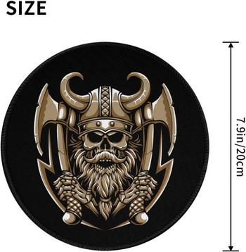 Cool Skull Viking Holding Axe Mouse Pad Viking Gaming Mousepad Малки нехлъзгащи се кръгли подложки за мишка за безжична мишка Бюро за лаптоп