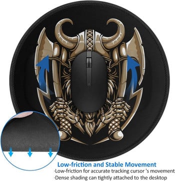 Cool Skull Viking Holding Axe Mouse Pad Viking Gaming Mousepad Малки нехлъзгащи се кръгли подложки за мишка за безжична мишка Бюро за лаптоп