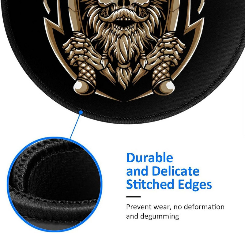 Cool Skull Viking Holding Axe egérpad Viking Gaming egérpad kis csúszásmentes kerek egérpad vezeték nélküli egér laptop asztalhoz